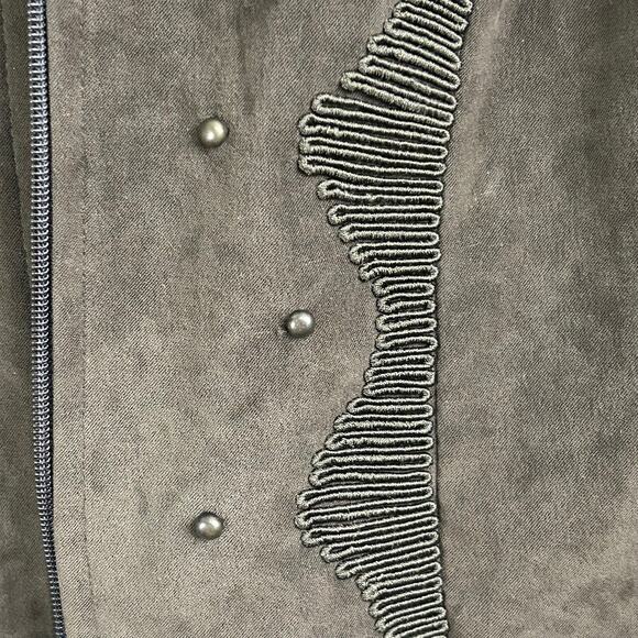 Karin Stevens Vintage 1990's? Blazer Jacket Army Green Zip Up Size 8 - Picture 8 of 10